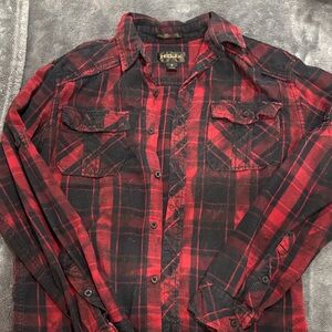 Helix Men's Red and Black Plaid Button-Down Shirt